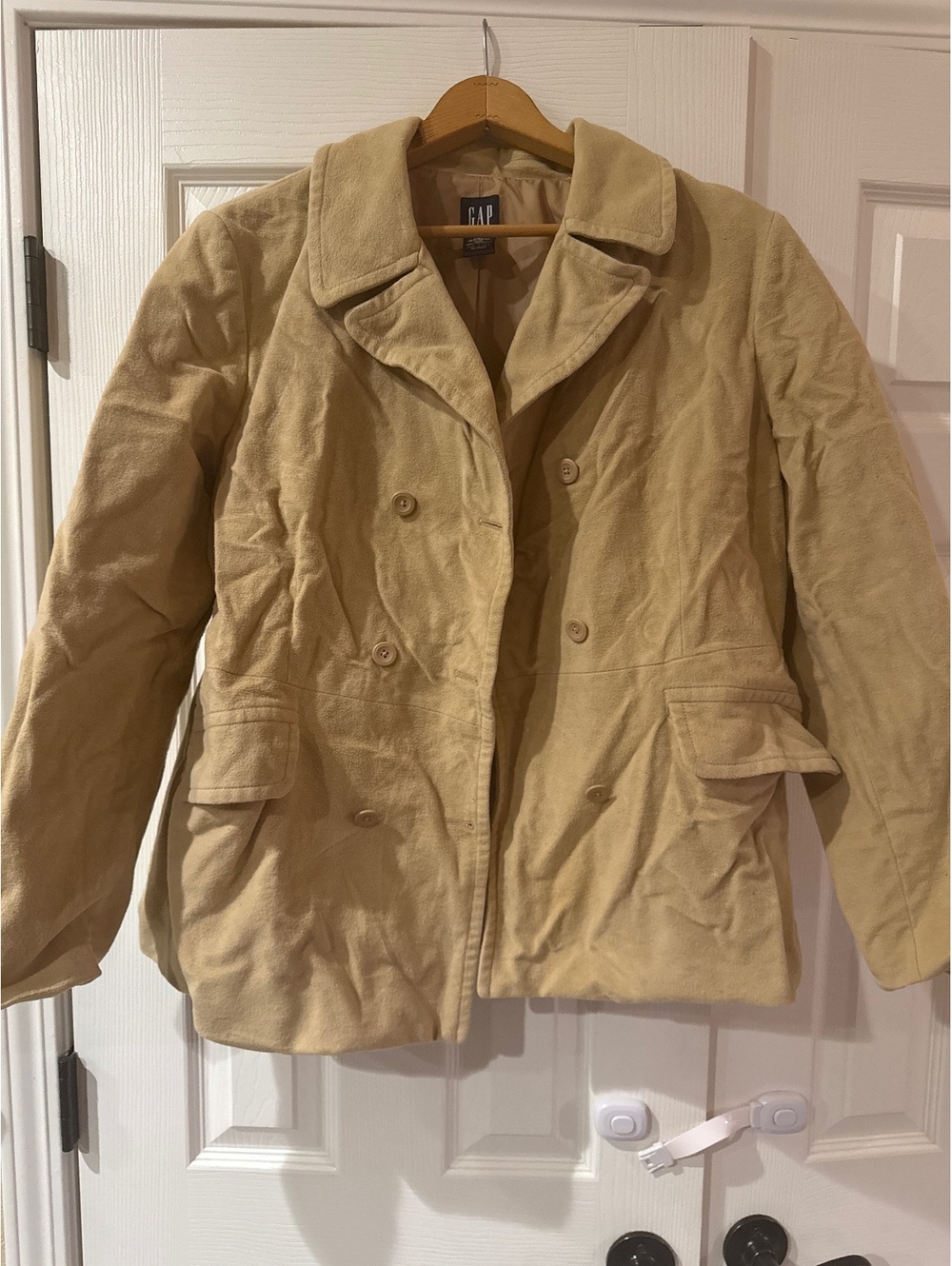 GAP XL Beige Cotton Double-Breasted Blazer Jacket